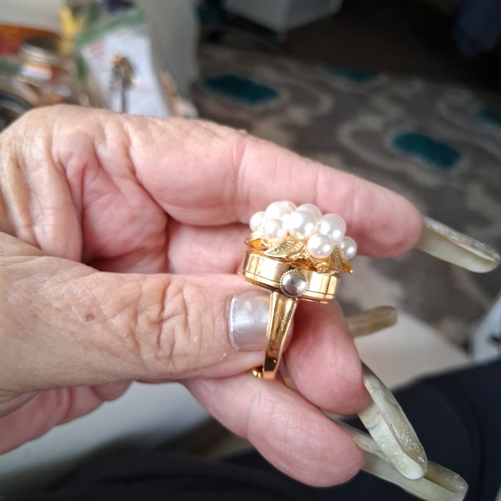 No Longer Available. Golden  Pearl Cluster Lucerne Watch Ring - Women Jewelry